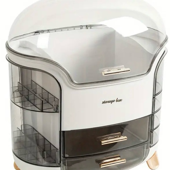 KME Transparent WhiteTabletop Cosmetic Organizer Box - Picture 3 of 6